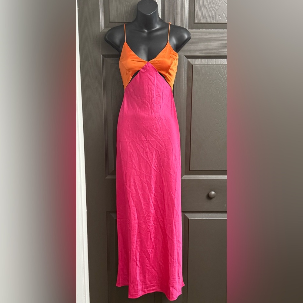 Vibrant Pink and Orange Maxi Dress